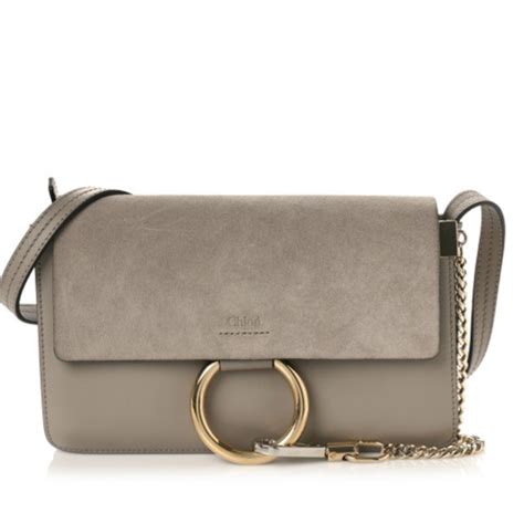 chloe faye small motty grey|CHLOE Suede Calfskin Small Faye Shoulder Bag Motty Grey .